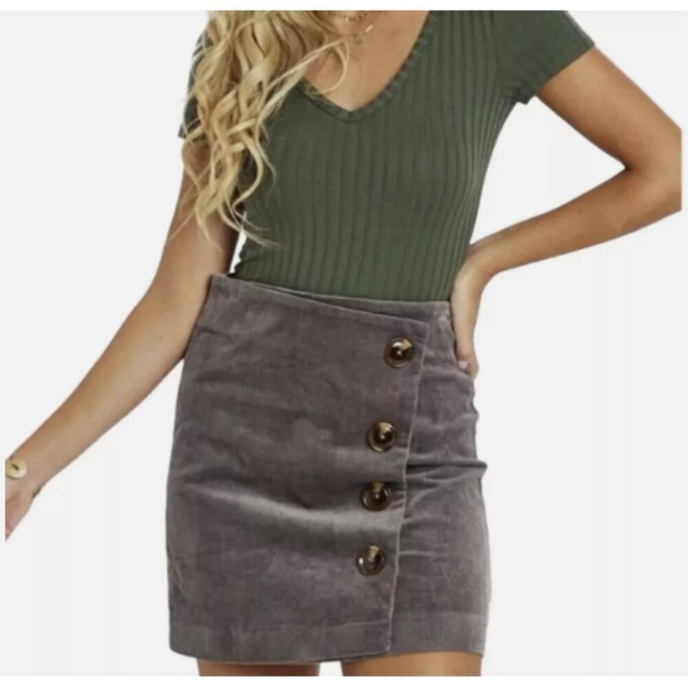 Altar'd State Gray Corduroy mini skirt